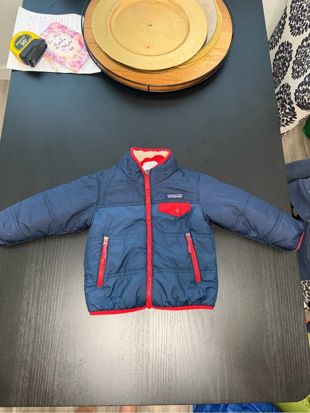 Patagonia Navy and Red Kids Puffer Jacket